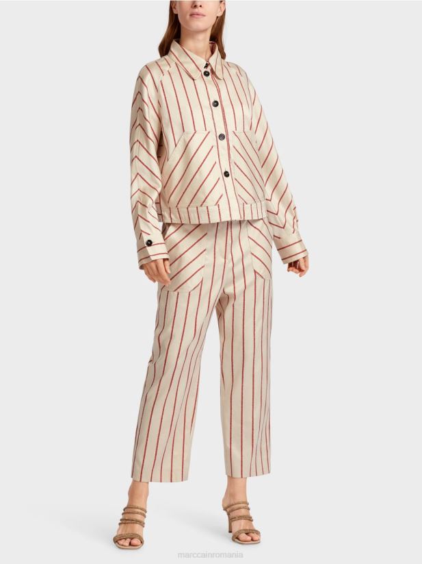 jachetă cu dungi din lyocell Marc Cain rosu intens îmbrăcăminte 4826HH353