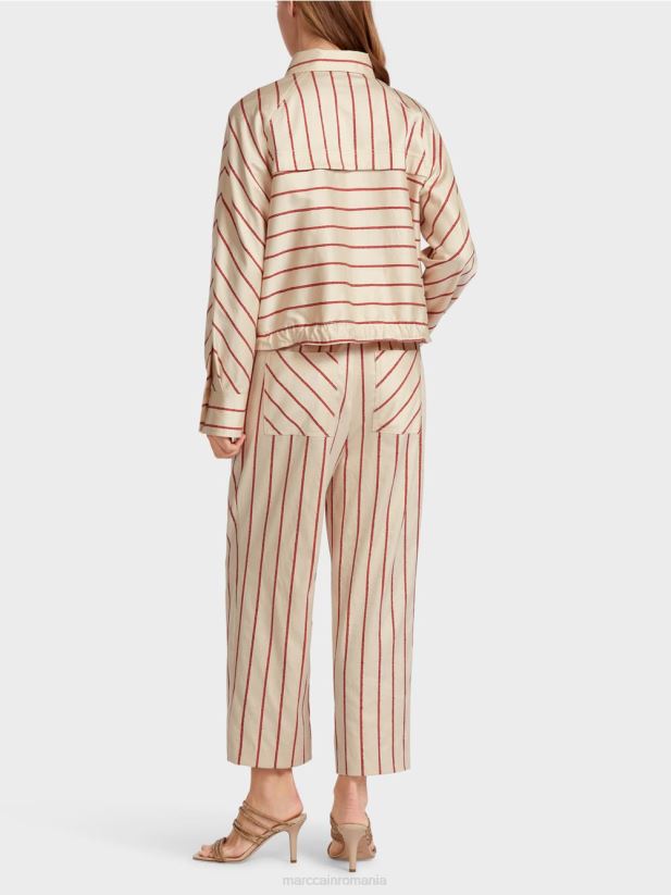 jachetă cu dungi din lyocell Marc Cain rosu intens îmbrăcăminte 4826HH353