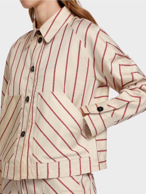 jachetă cu dungi din lyocell Marc Cain rosu intens îmbrăcăminte 4826HH353