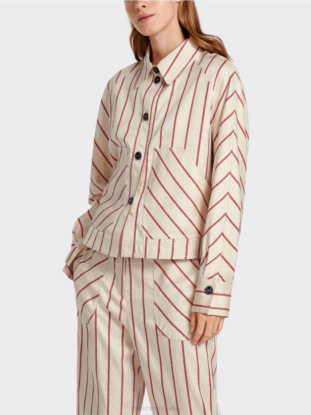 jachetă cu dungi din lyocell Marc Cain rosu intens îmbrăcăminte 4826HH353