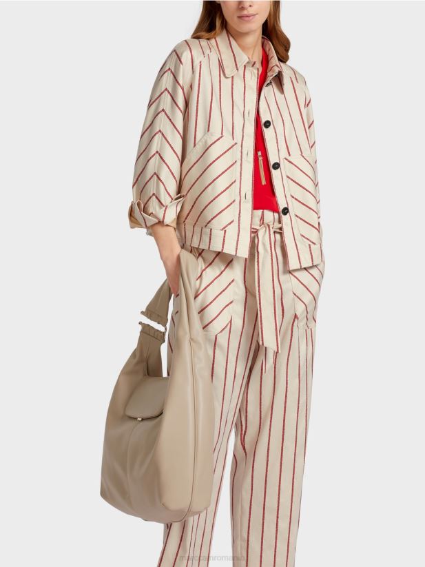 jachetă cu dungi din lyocell Marc Cain rosu intens îmbrăcăminte 4826HH353