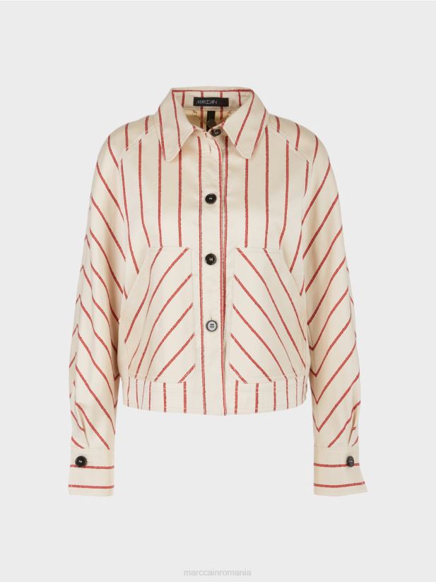 jachetă cu dungi din lyocell Marc Cain rosu intens îmbrăcăminte 4826HH353