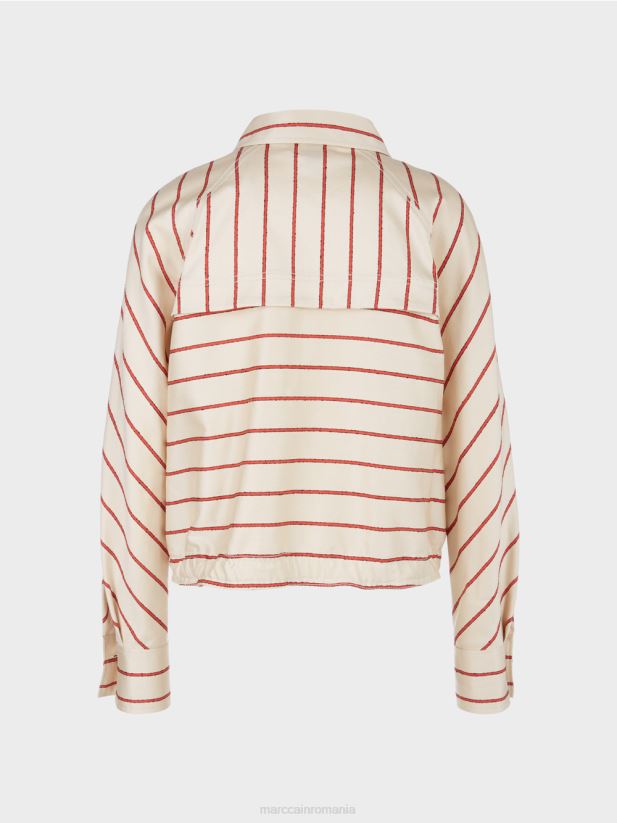 jachetă cu dungi din lyocell Marc Cain rosu intens îmbrăcăminte 4826HH353