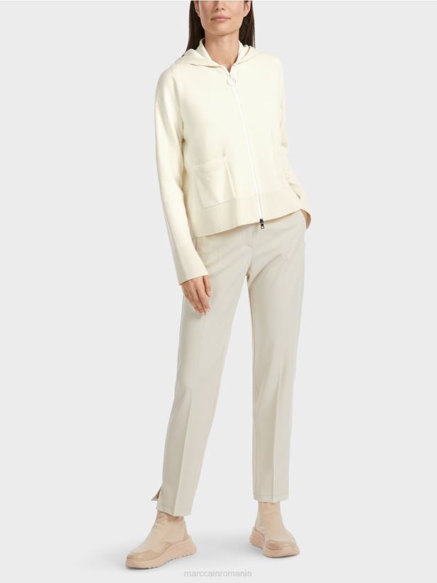 jachetă cu glugă cu două fețe Marc Cain aproape alb îmbrăcăminte 4826HH336