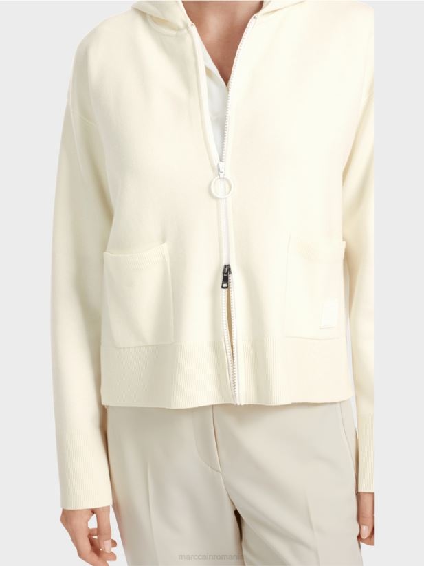 jachetă cu glugă cu două fețe Marc Cain aproape alb îmbrăcăminte 4826HH336