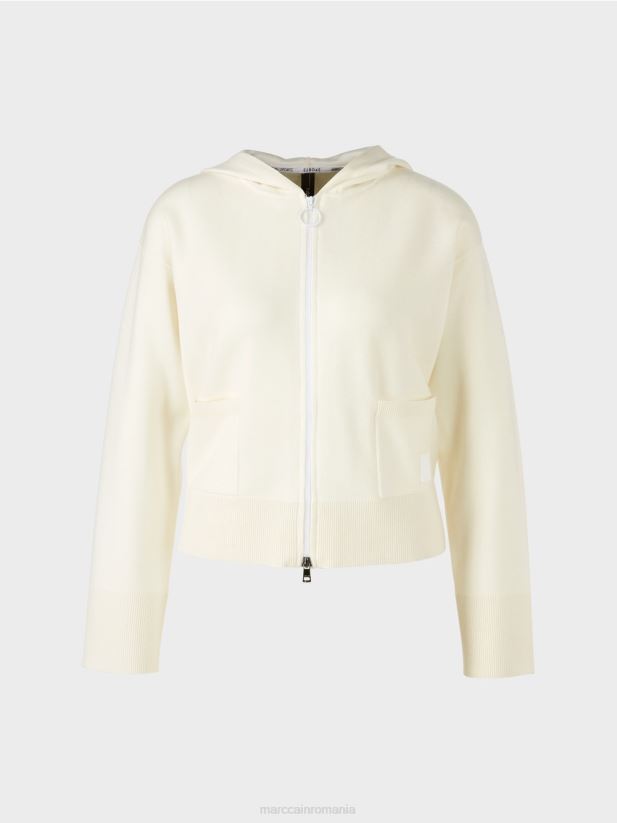 jachetă cu glugă cu două fețe Marc Cain aproape alb îmbrăcăminte 4826HH336