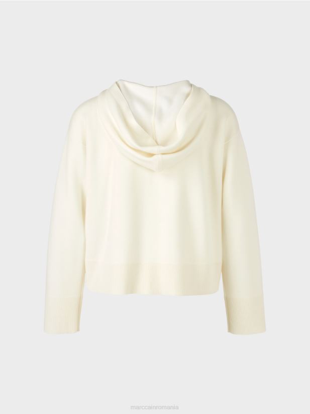 jachetă cu glugă cu două fețe Marc Cain aproape alb îmbrăcăminte 4826HH336