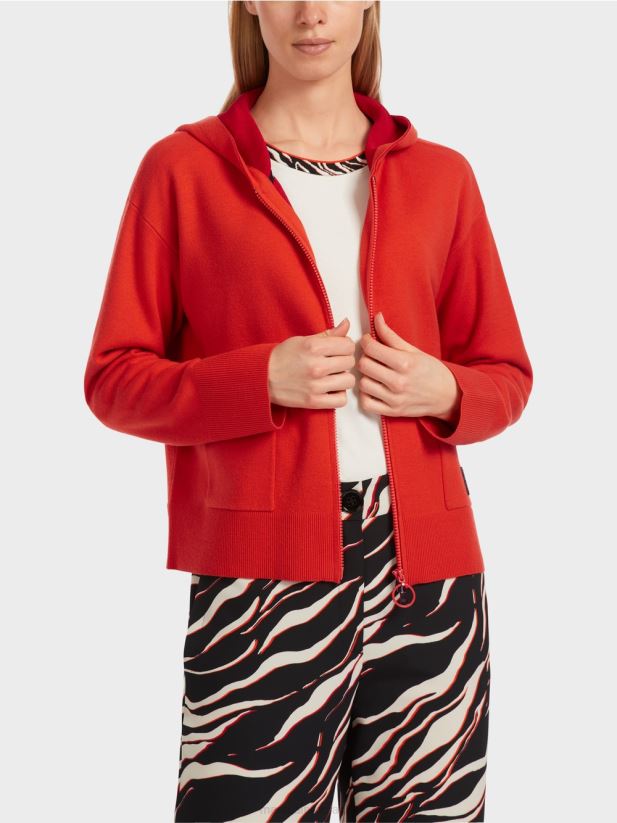 jachetă cu glugă cu două fețe Marc Cain campari îmbrăcăminte 4826HH314