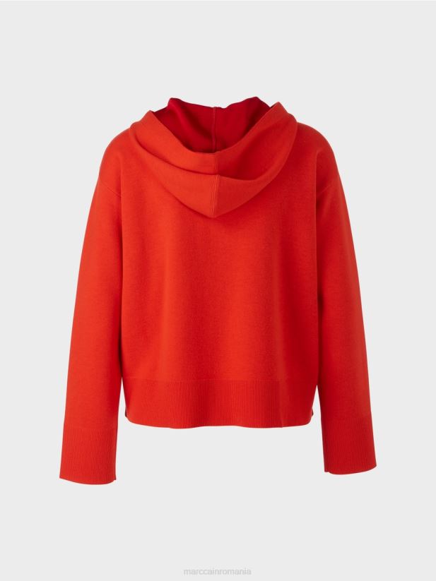 jachetă cu glugă cu două fețe Marc Cain campari îmbrăcăminte 4826HH314