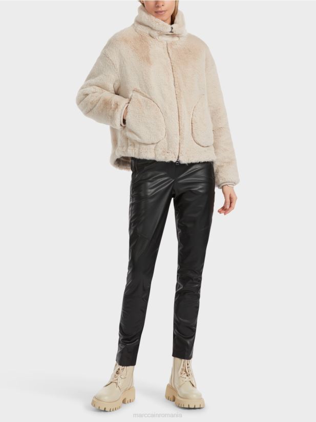 jachetă din blană amuzantă Marc Cain lapte de migdale îmbrăcăminte 4826HH316