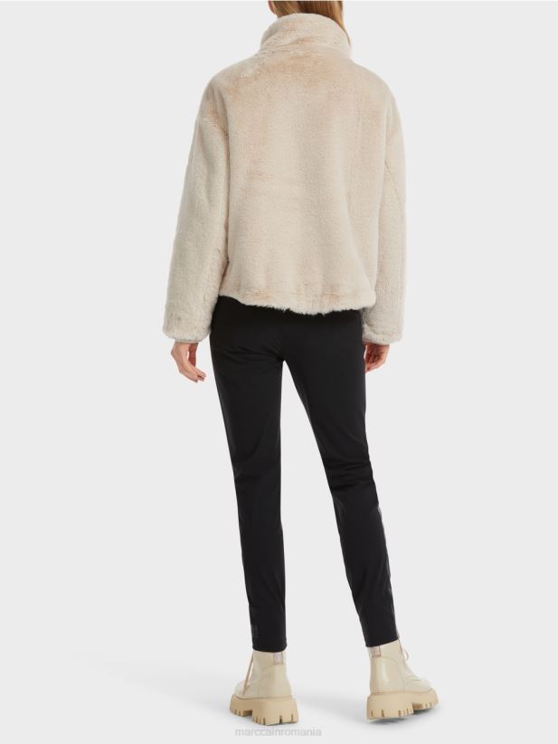 jachetă din blană amuzantă Marc Cain lapte de migdale îmbrăcăminte 4826HH316