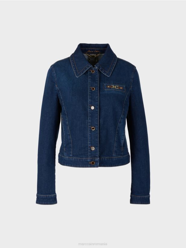jachetă din denim „rethink together”. Marc Cain indigo vintage îmbrăcăminte 4826HH444