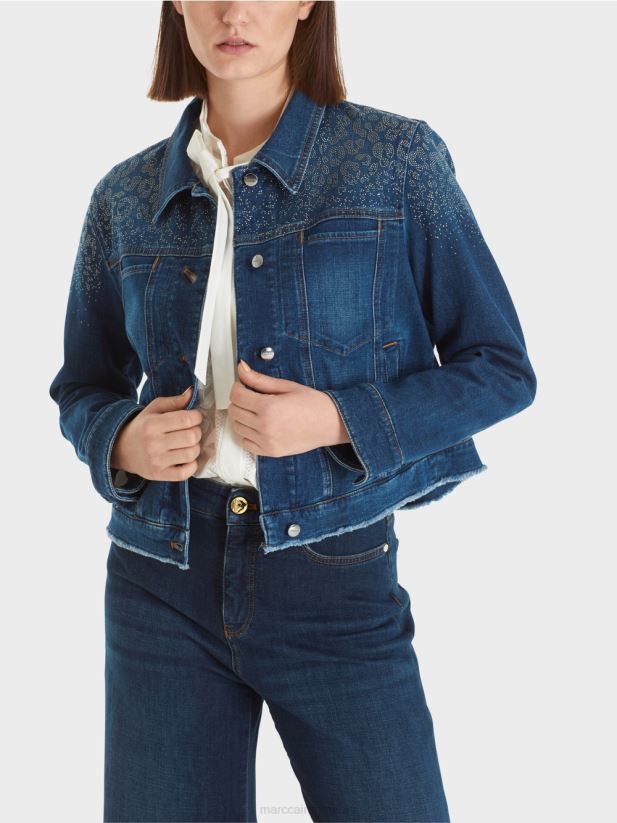jachetă din denim „rethink together”. Marc Cain indigo vintage îmbrăcăminte 4826HH455