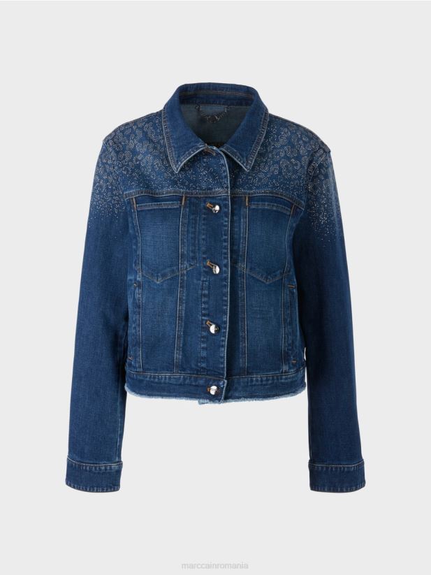 jachetă din denim „rethink together”. Marc Cain indigo vintage îmbrăcăminte 4826HH455