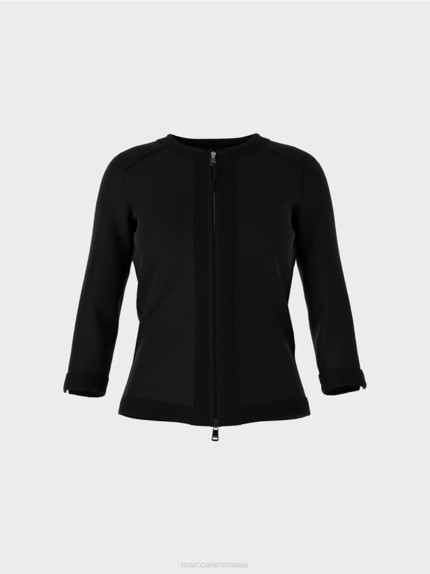 jachetă elastică din bumbac Marc Cain negru îmbrăcăminte 4826HH366