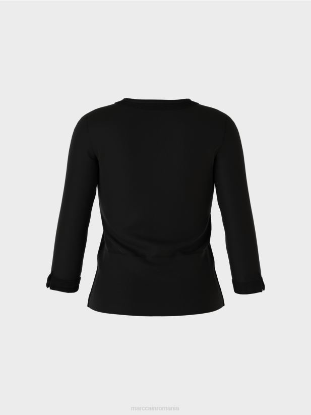 jachetă elastică din bumbac Marc Cain negru îmbrăcăminte 4826HH366