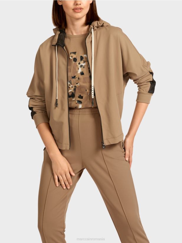 jachetă hanorac în formă de ou Marc Cain cafea ușoară îmbrăcăminte 4826HH421