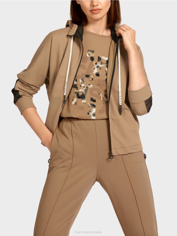 jachetă hanorac în formă de ou Marc Cain cafea ușoară îmbrăcăminte 4826HH421