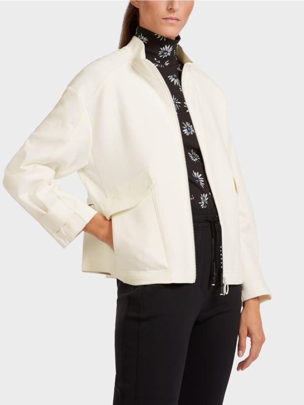 jachetă largi cu fermoar cu guler ridicat Marc Cain aproape alb îmbrăcăminte 4826HH428