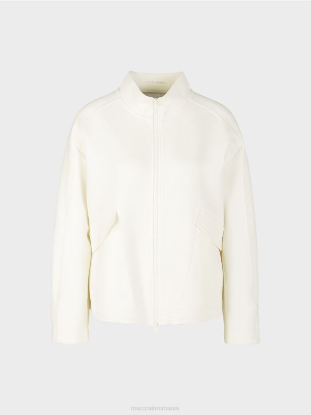 jachetă largi cu fermoar cu guler ridicat Marc Cain aproape alb îmbrăcăminte 4826HH428