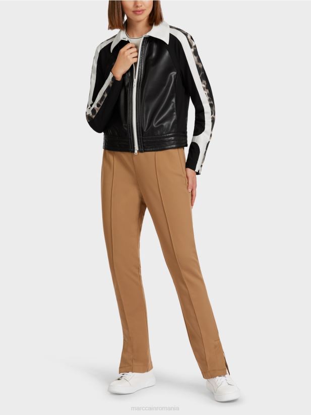 jachetă într-un amestec de materiale Marc Cain alb-negru îmbrăcăminte 4826HH422