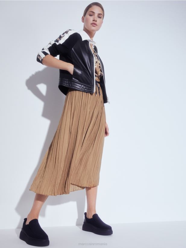 jachetă într-un amestec de materiale Marc Cain alb-negru îmbrăcăminte 4826HH422