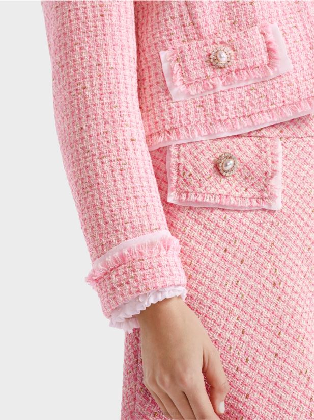 jachetă scurtă în boucle Marc Cain roz moale îmbrăcăminte 4826HH374