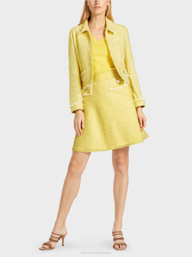 jachetă scurtă în boucle Marc Cain verde lamaie îmbrăcăminte 4826HH375