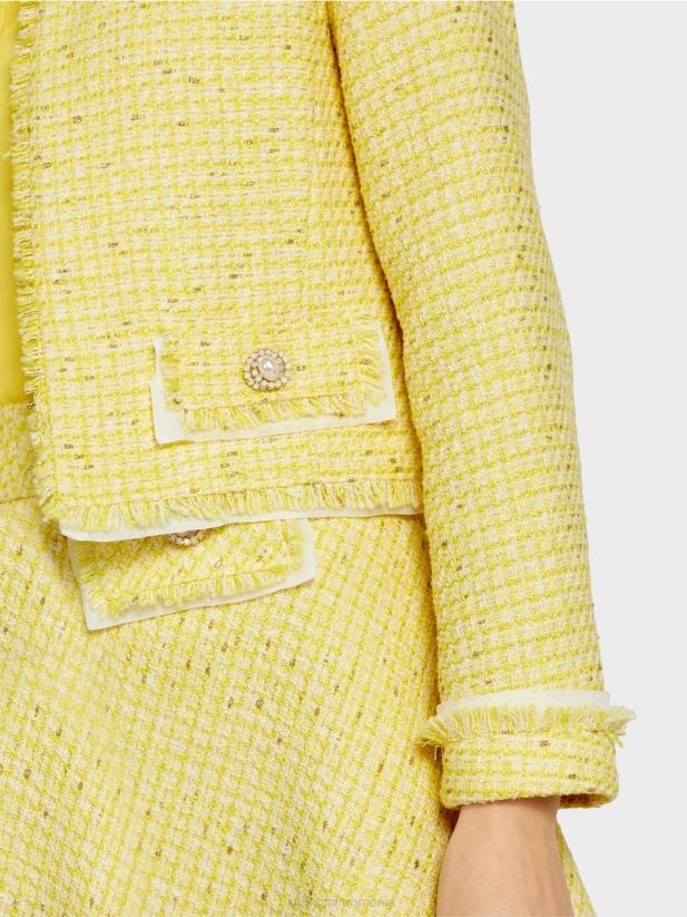 jachetă scurtă în boucle Marc Cain verde lamaie îmbrăcăminte 4826HH375