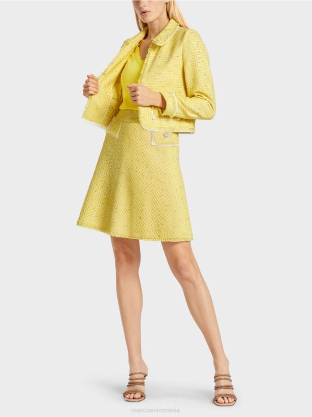 jachetă scurtă în boucle Marc Cain verde lamaie îmbrăcăminte 4826HH375