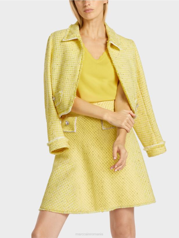 jachetă scurtă în boucle Marc Cain verde lamaie îmbrăcăminte 4826HH375