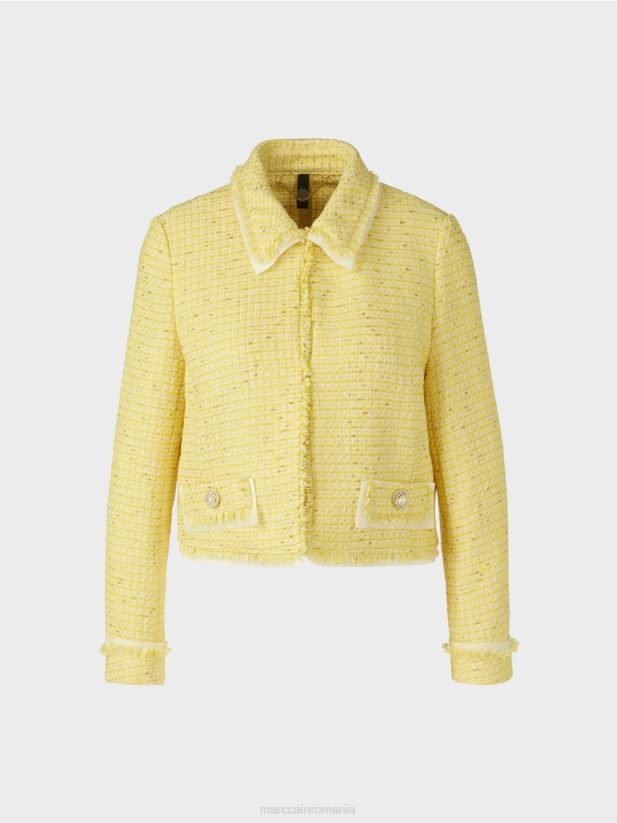 jachetă scurtă în boucle Marc Cain verde lamaie îmbrăcăminte 4826HH375