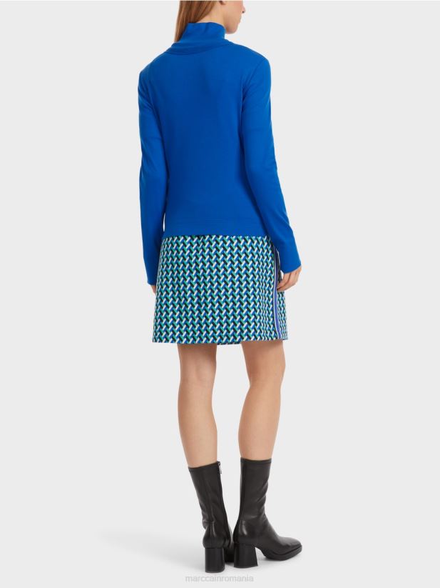 jacheta cu fermoar cu gat rotund Marc Cain albastru regal strălucitor îmbrăcăminte 4826HH308