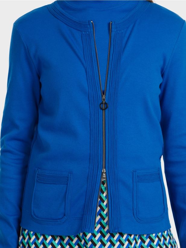 jacheta cu fermoar cu gat rotund Marc Cain albastru regal strălucitor îmbrăcăminte 4826HH308