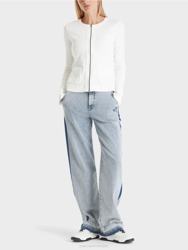 jacheta cu fermoar cu gat rotund Marc Cain aproape alb îmbrăcăminte 4826HH332