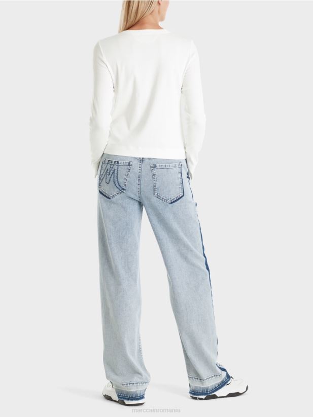 jacheta cu fermoar cu gat rotund Marc Cain aproape alb îmbrăcăminte 4826HH332