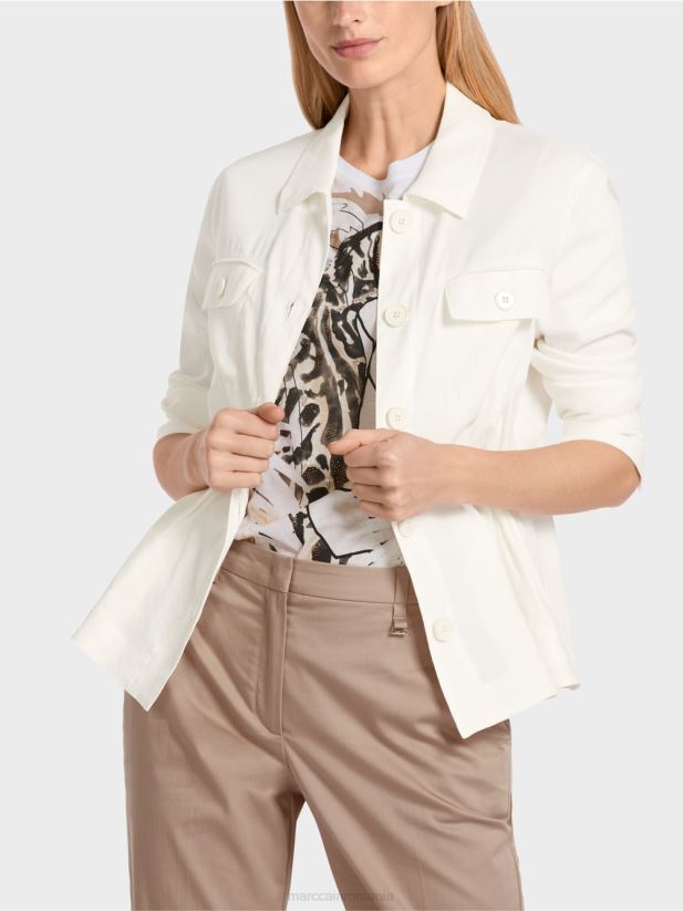jacheta de in feminin Marc Cain aproape alb îmbrăcăminte 4826HH376