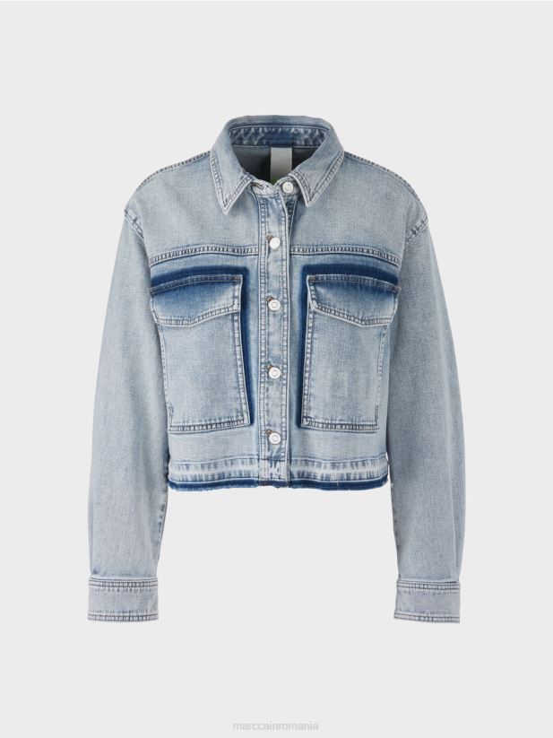 jacheta denim cu efect diy Marc Cain denim lejer îmbrăcăminte 4826HH334