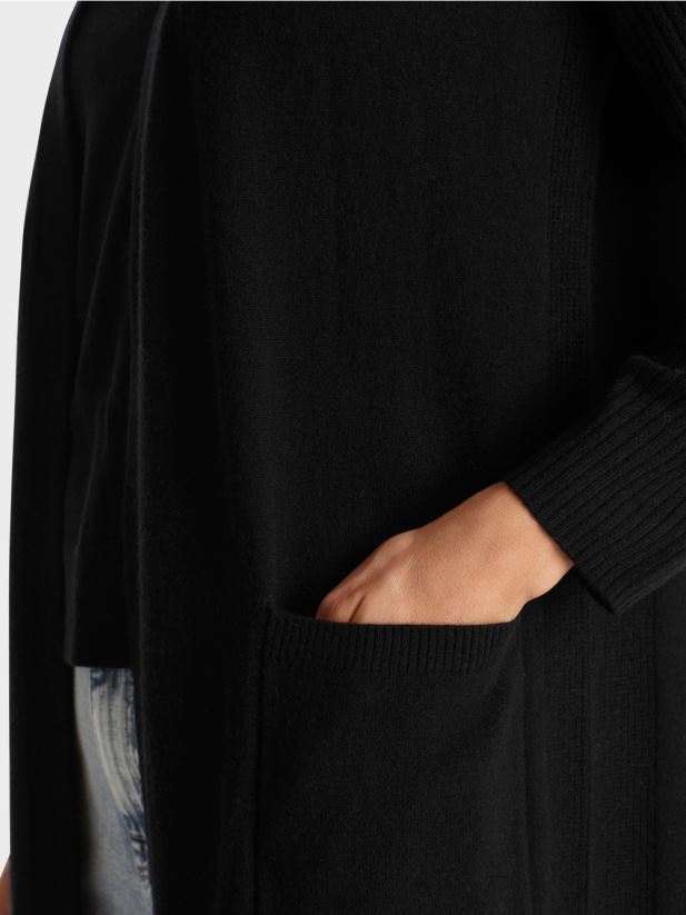 palton lung tricotat „rethink together”. Marc Cain negru îmbrăcăminte 4826HH335