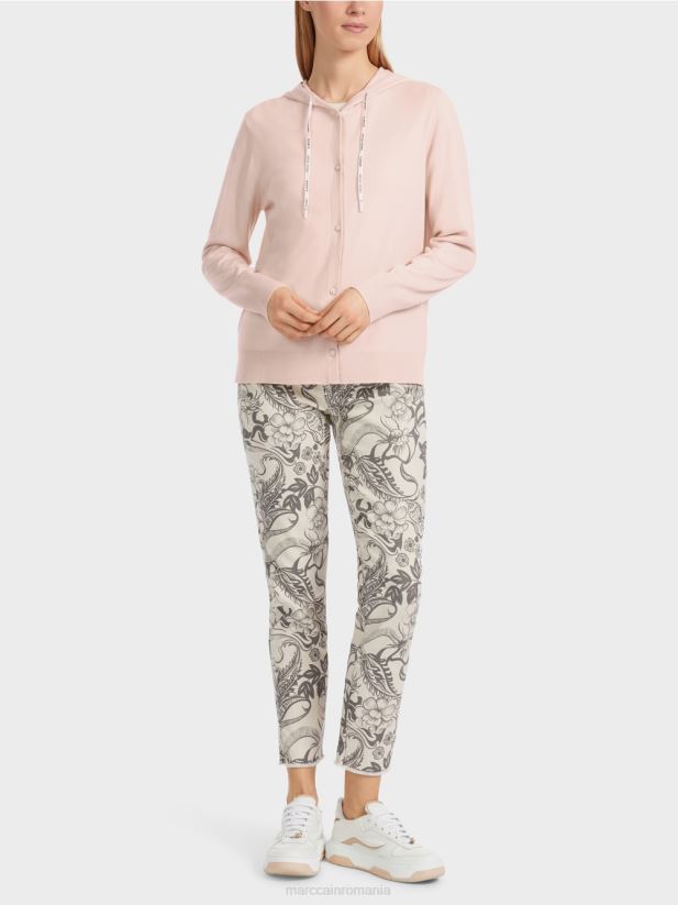 regândiți împreună” cardigan tricotat fin Marc Cain floare de migdal îmbrăcăminte 4826HH307