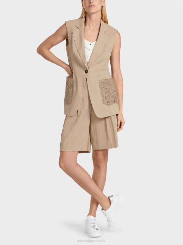 blazer din in fără mâneci Marc Cain nisip adânc îmbrăcăminte 4826HH273