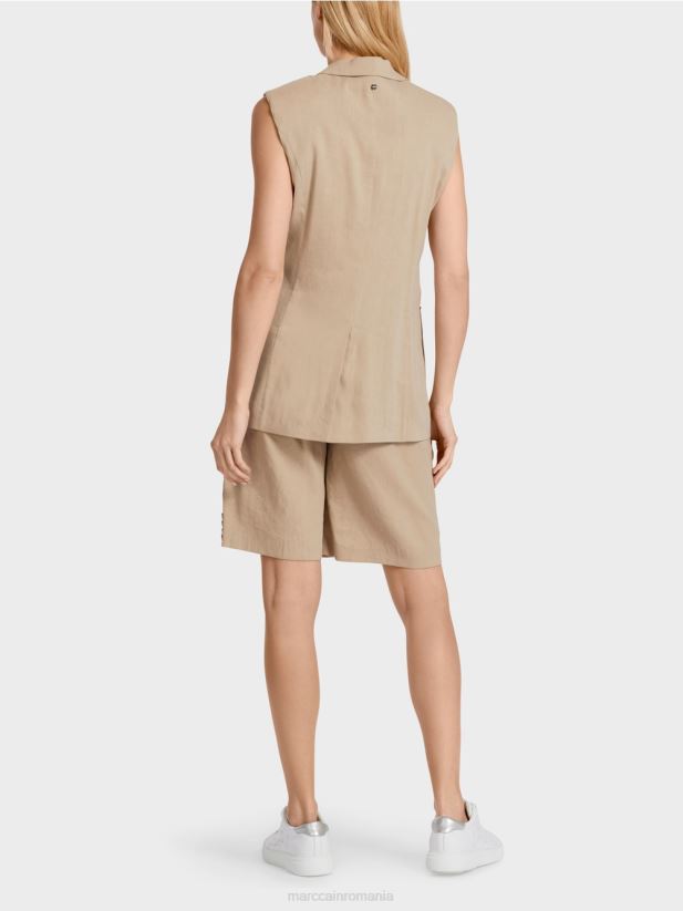 blazer din in fără mâneci Marc Cain nisip adânc îmbrăcăminte 4826HH273