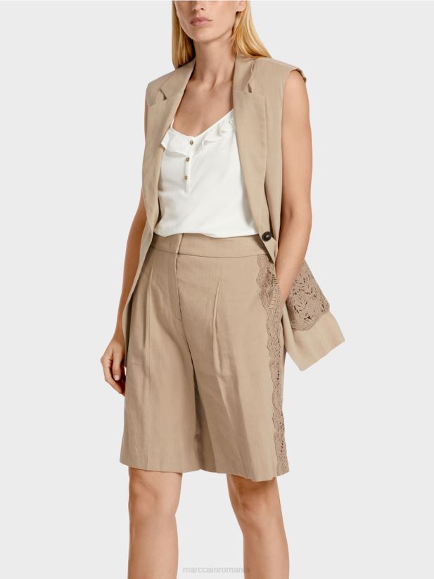 blazer din in fără mâneci Marc Cain nisip adânc îmbrăcăminte 4826HH273