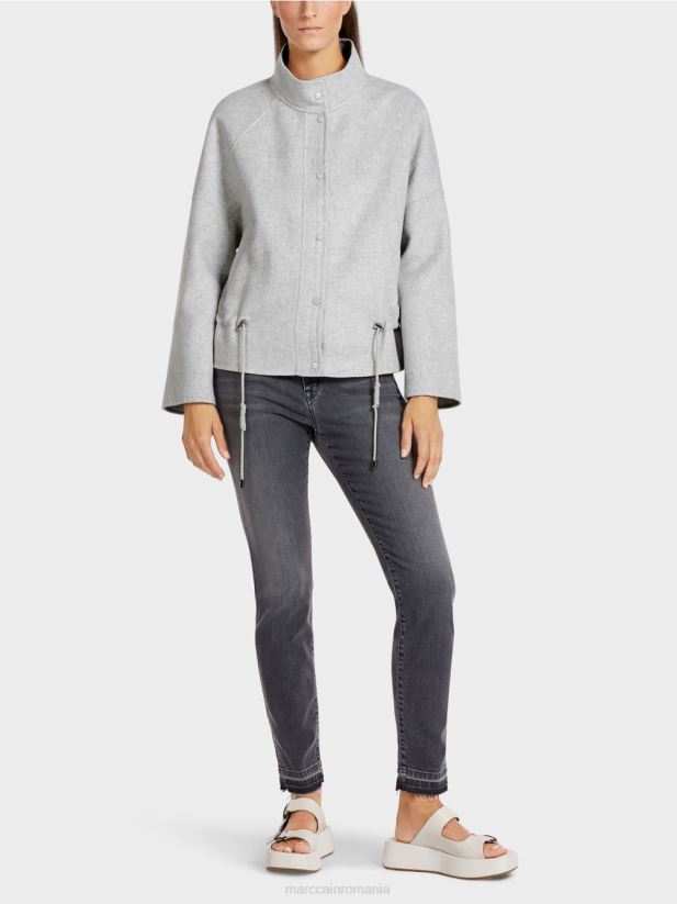 geacă de exterior din pâslă de lână Marc Cain gri argintiu îmbrăcăminte 4826HH285