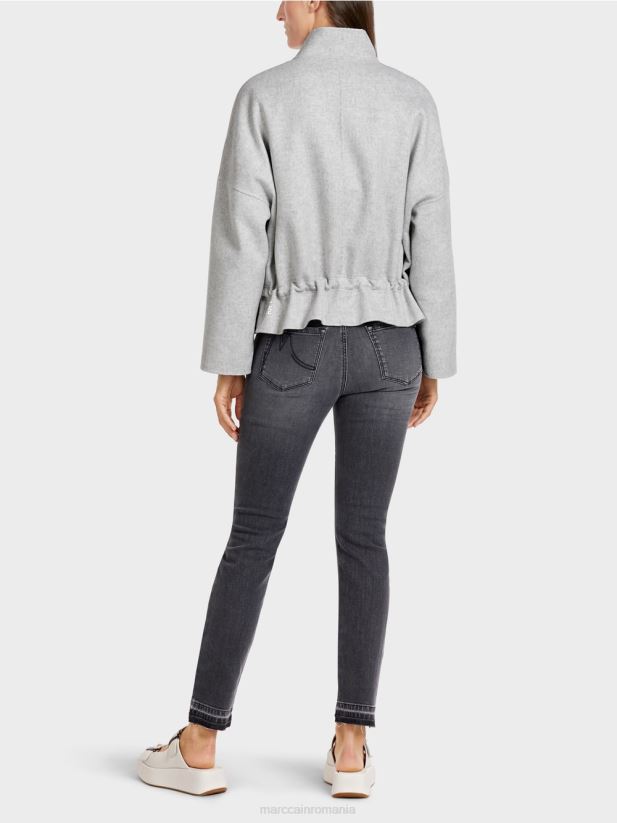 geacă de exterior din pâslă de lână Marc Cain gri argintiu îmbrăcăminte 4826HH285