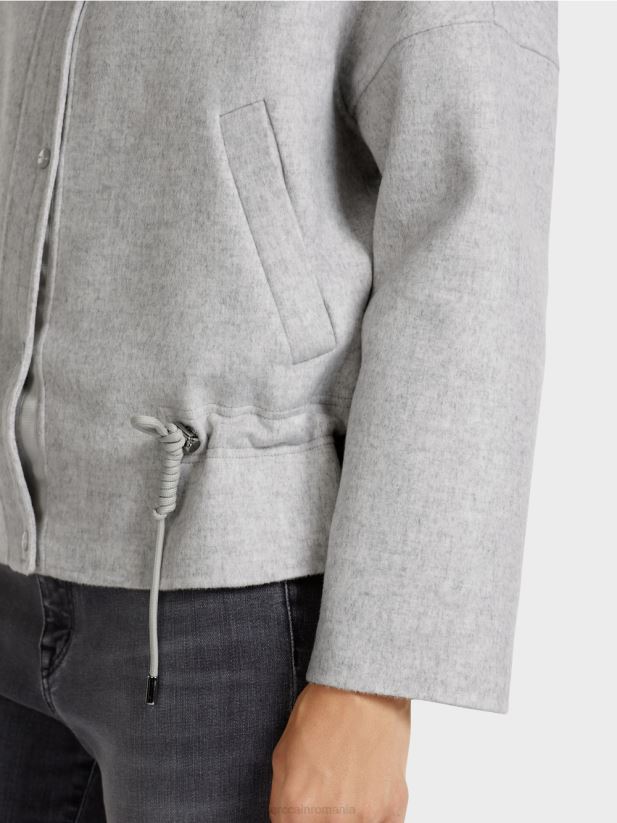 geacă de exterior din pâslă de lână Marc Cain gri argintiu îmbrăcăminte 4826HH285