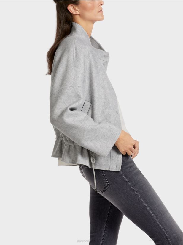 geacă de exterior din pâslă de lână Marc Cain gri argintiu îmbrăcăminte 4826HH285