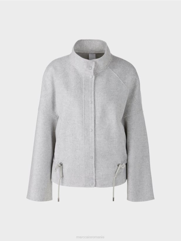 geacă de exterior din pâslă de lână Marc Cain gri argintiu îmbrăcăminte 4826HH285