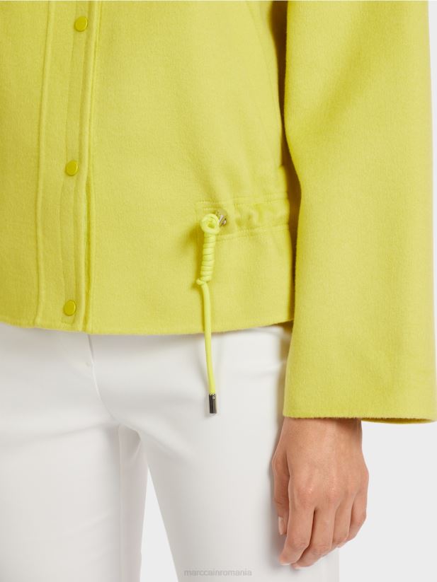 geacă de exterior din pâslă de lână Marc Cain sulf verde îmbrăcăminte 4826HH289