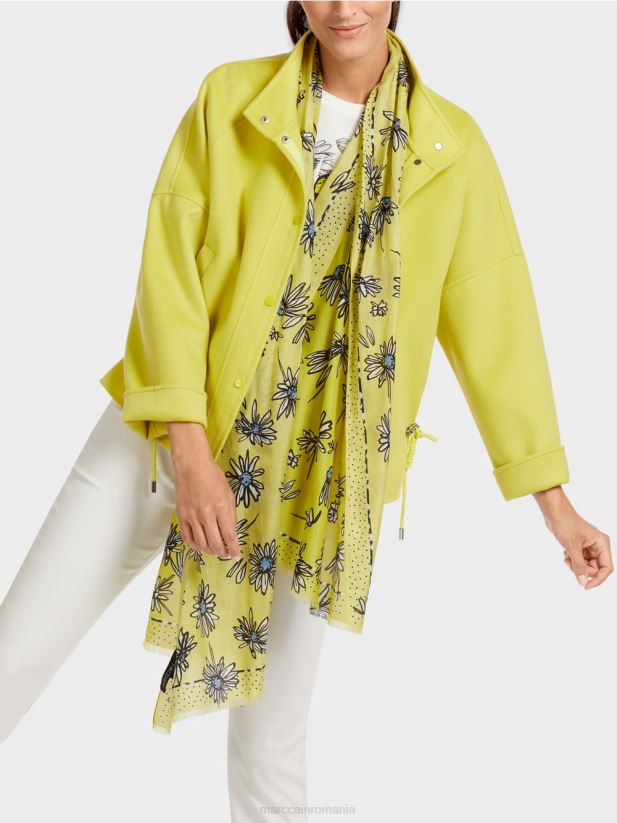 geacă de exterior din pâslă de lână Marc Cain sulf verde îmbrăcăminte 4826HH289